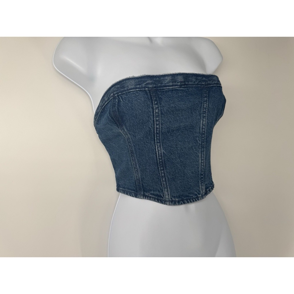 Gap Denim Tube Top 2000s Britney Spears Y2K country western bratz festival S zip - Picture 3 of 8
